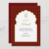 Elegante rode & gouden Ganesh Diwali Kaart (Voorkant / Achterkant)