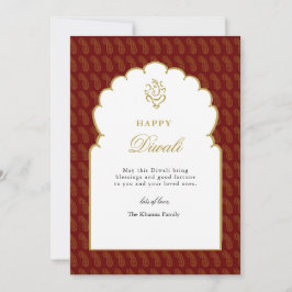 Elegante rode & gouden Ganesh Diwali Kaart
