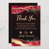 Elegante rode & gouden Glitter Glam Tears Quincean Bedankkaart (Voorkant / Achterkant)