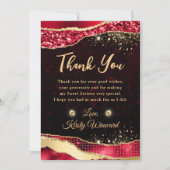 Elegante rode & gouden glitter glam tranen zoet 16 bedankkaart (Voorkant)