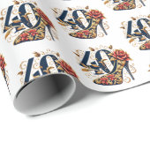Elegante rode & gouden glitter hoge hak 40e verjaa cadeaupapier (Rol Hoek)