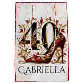 Elegante rode & gouden glitter hoge hak 40e verjaa medium cadeauzakje (Achterkant)