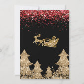 Elegante rode gouden glitter kerstboom foto kaart (Achterkant)