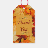 Elegante rode gouden herfstbladeren bruiloft cadeaulabel (Achterkant)