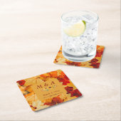 Elegante rode gouden herfstbladeren bruiloft kartonnen onderzetters (Insitu)