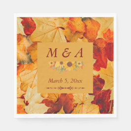 Elegante rode gouden herfstbladeren bruiloft serve servet