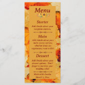 Elegante rode gouden herfstbladeren herfstbruiloft menu (Voorkant)