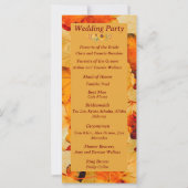 Elegante rode gouden herfstbladeren trouwprogramma (Achterkant)