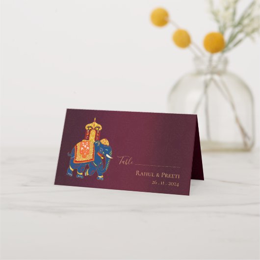 Elegante Rode Gouden Indische Traditionele Ontwerp Plaatskaartje (Voorkant)