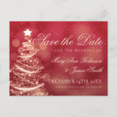 Elegante Rode & Gouden Kerst Huwelijksaankondiging Aankondigingskaart (Voorkant)