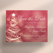 Elegante rode & gouden Kerstmis Bruiloft Save The  Aankondigingskaart