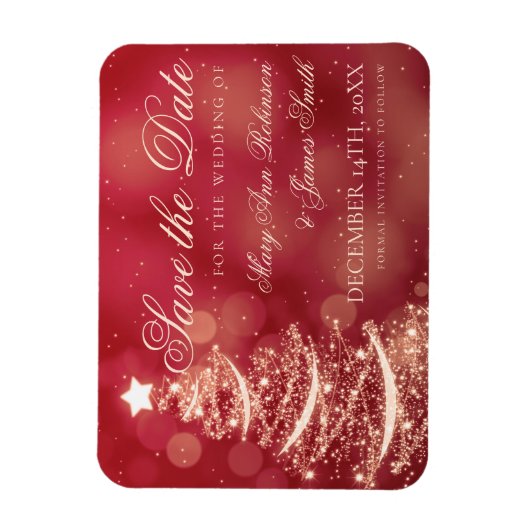 Elegante rode & gouden Kerstmis Bruiloft Save The  Magneet (Verticaal)