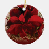 Elegante rode & gouden Kerstmis Poinsettia Keramisch Ornament (Voorkant)
