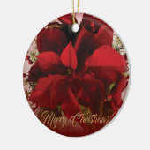 Elegante rode & gouden Kerstmis Poinsettia Keramisch Ornament (Links)