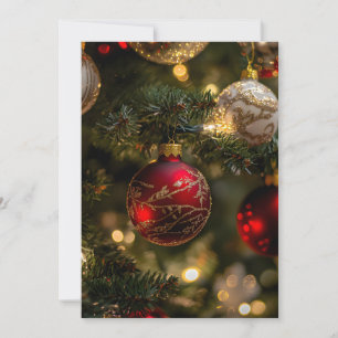 Elegante Rode Gouden Kerstvakantieboom Aankondiging