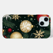 Elegante Rode Gouden Kerstversiering Dennensilhoue Case-Mate iPhone Case (Achterkant (horizontaal))