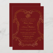 Elegante rode  gouden Lijst islamitische bruiloft Kaart (Voorkant / Achterkant)