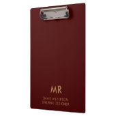 Elegante rode gouden monogram klembord (Links)