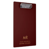 Elegante rode gouden monogram klembord (Rechts)