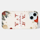Elegante Rode Gouden Monogram Naam Maatwerk Case-Mate iPhone Case (Achterkant (horizontaal))