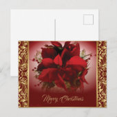 Elegante rode & gouden poinsettia briefkaart (Voorkant / Achterkant)