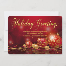 Elegante Rode Gouden Sierad Bedrijfs Kerstkaart
