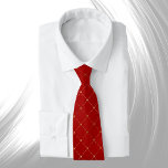 Elegante rode gouden vierkanten stropdas<br><div class="desc">Rood met gouden vierkanten.</div>