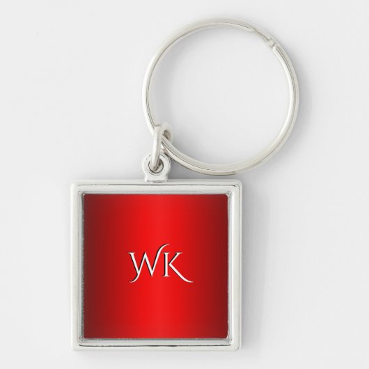 Elegante rode gradiënt persoonlijke Initialen Sleutelhanger (Voorkant)
