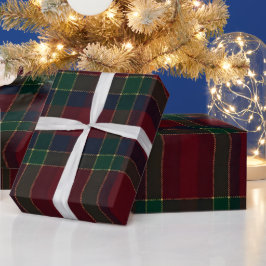 Elegante Rode Groen Gouden Tartan Kerstmis Cadeaupapier