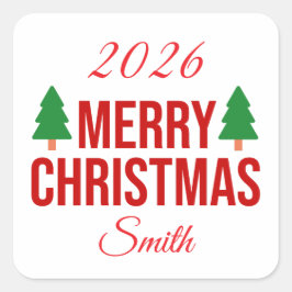 Elegante Rode Groene Aangepaste Vierkante Prettig  Sticker