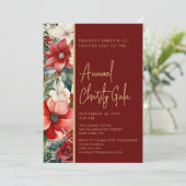 Elegante Rode Groene Bloemen Charity Event Gala Pa Kaart (Staand voorkant)
