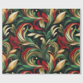 Elegante rode, groene en gouden Abstracte Paisley  Cadeaupapier (Vlak)