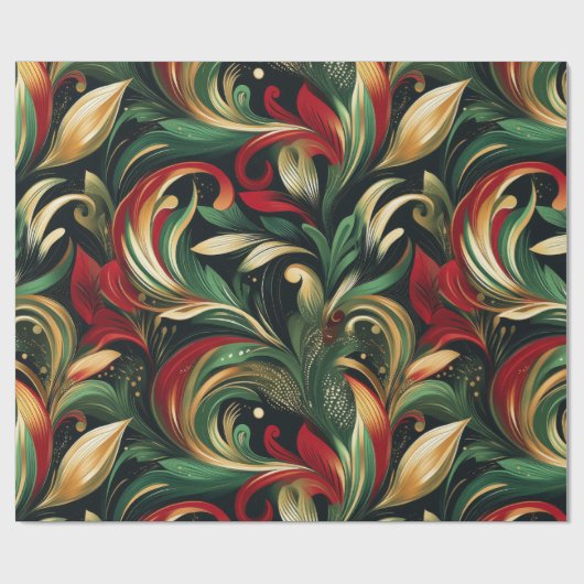 Elegante rode, groene en gouden Abstracte Paisley  Cadeaupapier (Vlak)