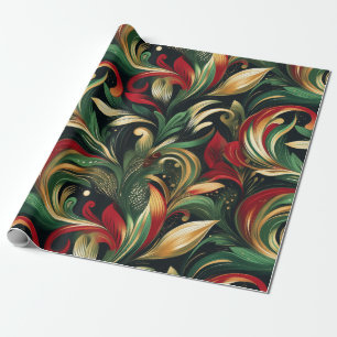 Elegante rode, groene en gouden Abstracte Paisley  Cadeaupapier