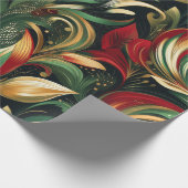 Elegante rode, groene en gouden Abstracte Paisley  Cadeaupapier (Hoek)