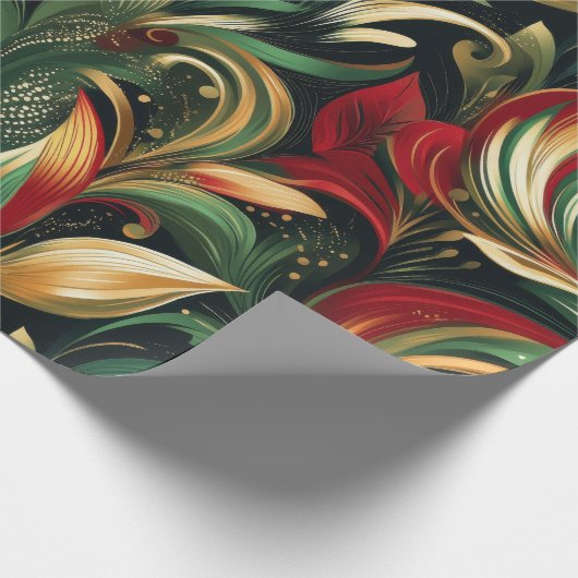 Elegante rode, groene en gouden Abstracte Paisley  Cadeaupapier (Hoek)