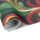 Elegante rode, groene en gouden Abstracte Paisley  Cadeaupapier (Rol Hoek)