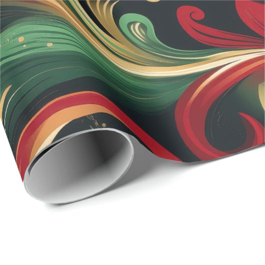 Elegante rode, groene en gouden Abstracte Paisley  Cadeaupapier (Rol Hoek)