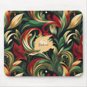Elegante rode, groene en gouden Abstracte Paisley Muismat