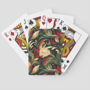 Elegante rode, groene en gouden Abstracte Paisley Pokerkaarten