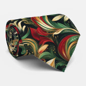 Elegante rode, groene en gouden Abstracte Paisley  Stropdas (Opgerold)