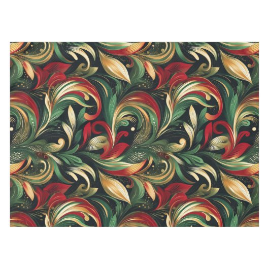 Elegante rode, groene en gouden Abstracte Paisley  Tafelkleed (Voorkant (Horizontaal))