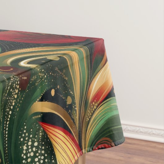 Elegante rode, groene en gouden Abstracte Paisley  Tafelkleed (Voorbeeld)