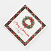 Elegante rode groene geruite kerstkrans servetten (Hoek)