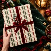 Elegante rode groene gestreepte sneeuwvlok kerst- 
