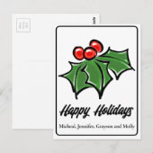 Elegante rode groene Holly Leaves Holly bessen Briefkaart (Voorkant / Achterkant)