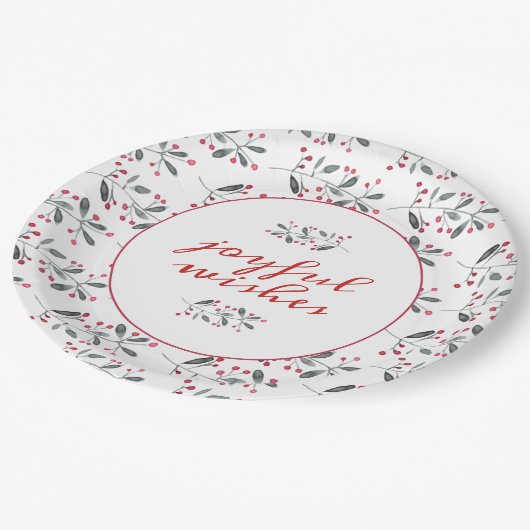 Elegante rode & groene Holly takken kerst Papieren Bordje (Gekanteld)