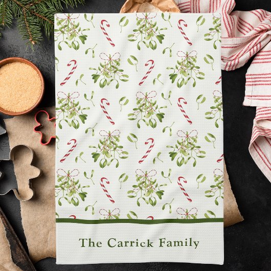 Elegante rode & groene kerst botanische theedoek
