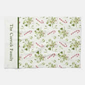 Elegante rode & groene kerst botanische theedoek (Horizontaal)