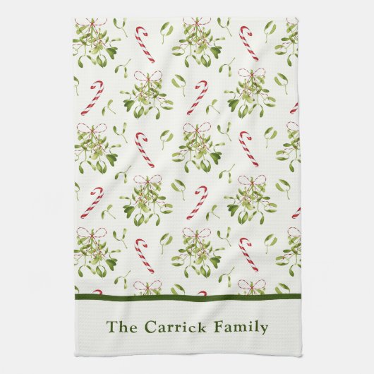 Elegante rode & groene kerst botanische theedoek (Verticaal)